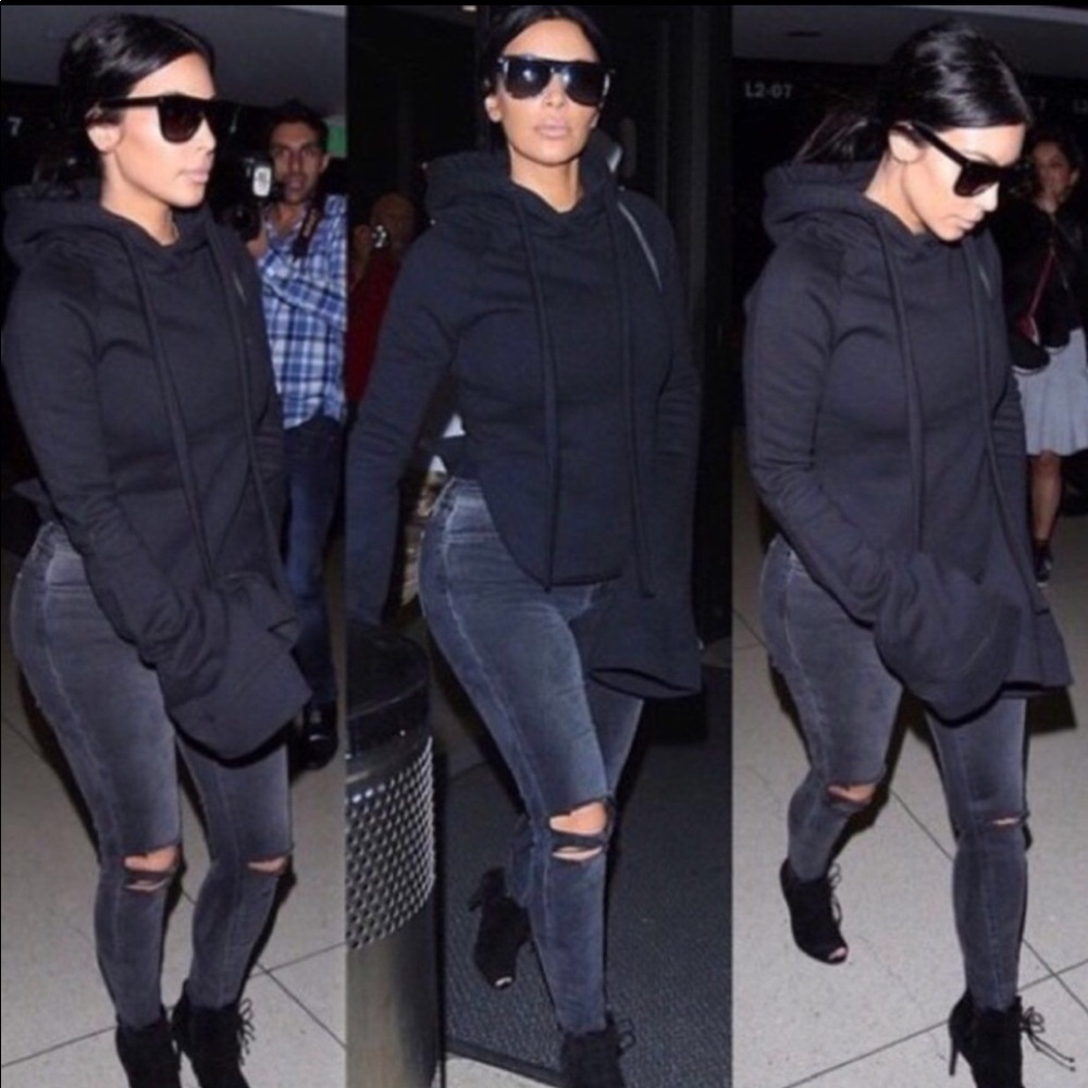 Black Sweatshirt Hood Honey Punch Kim K